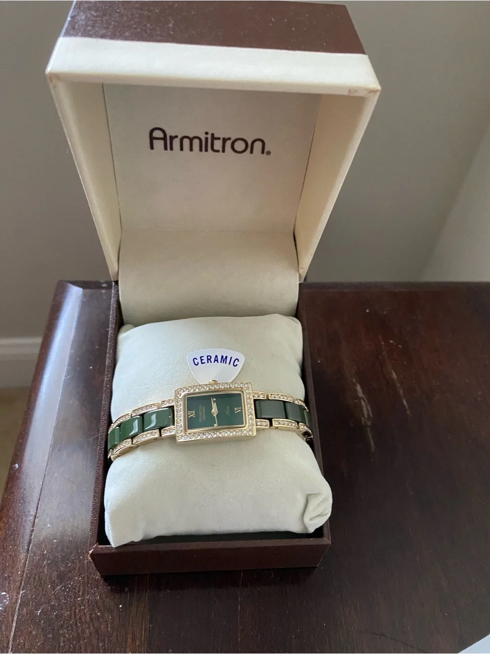 Armitron Women's Green Ceramic Gold-Tone Bracelet Watch